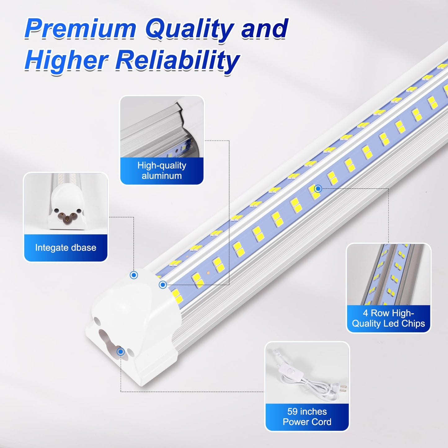 AQIQUUT 3FT Led Shop Light,3FT Lights 36W 6500K 5000LM Daylight,Led Shop Lights 110V Linkable Clear Cover Integrated V-Shape for Shop Garage Warehouse Workshop Commercial Bay Lighting(4-Pack)