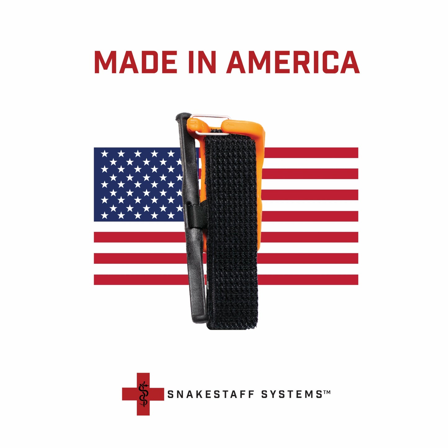 Snakestaff Systems Tourniquet - ETQ Gen 2 Made in The USA | EDC Gear for Trauma Kits, Tourniquet Kits, and Medical Emergency Bags, Orange, Regular (1")