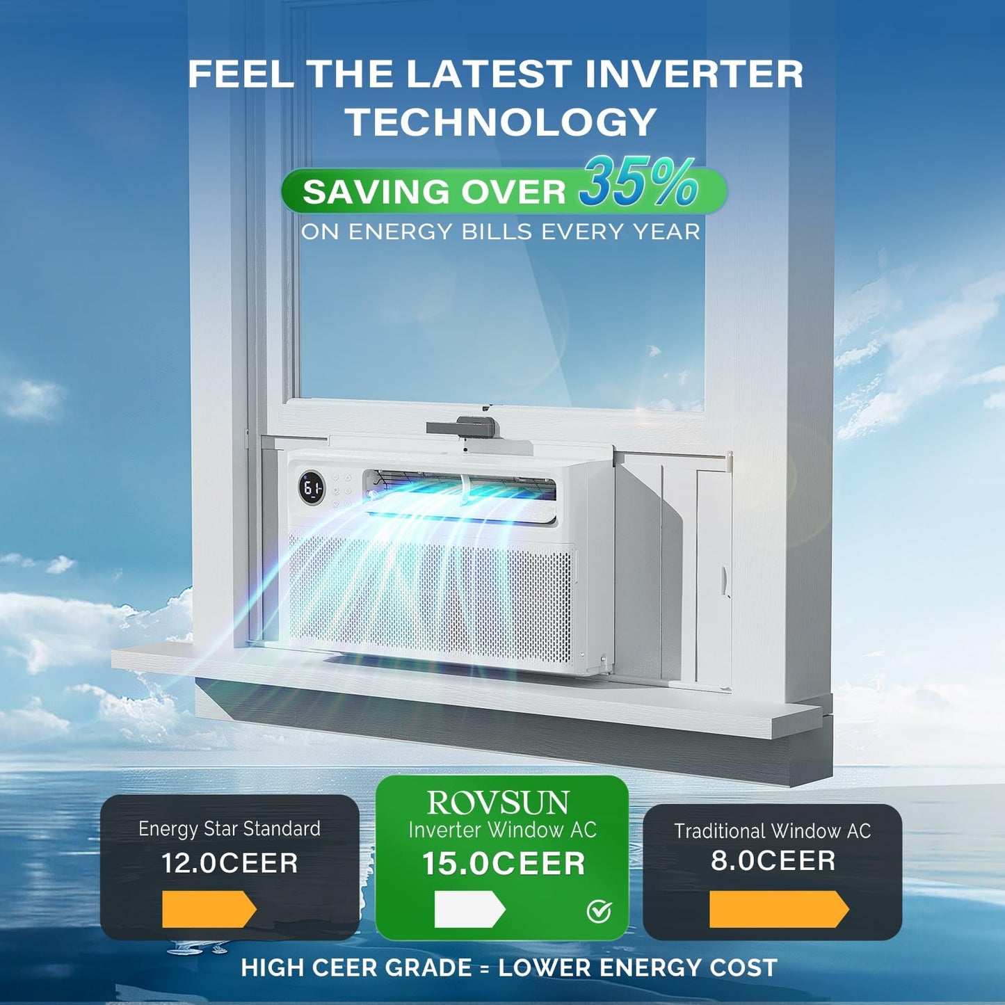 Rovsun 12000 Btu Inverter Window Air Conditioner With Wifi Function, Energy-Saving Window Ac Unit With Remote & App Control, Ult