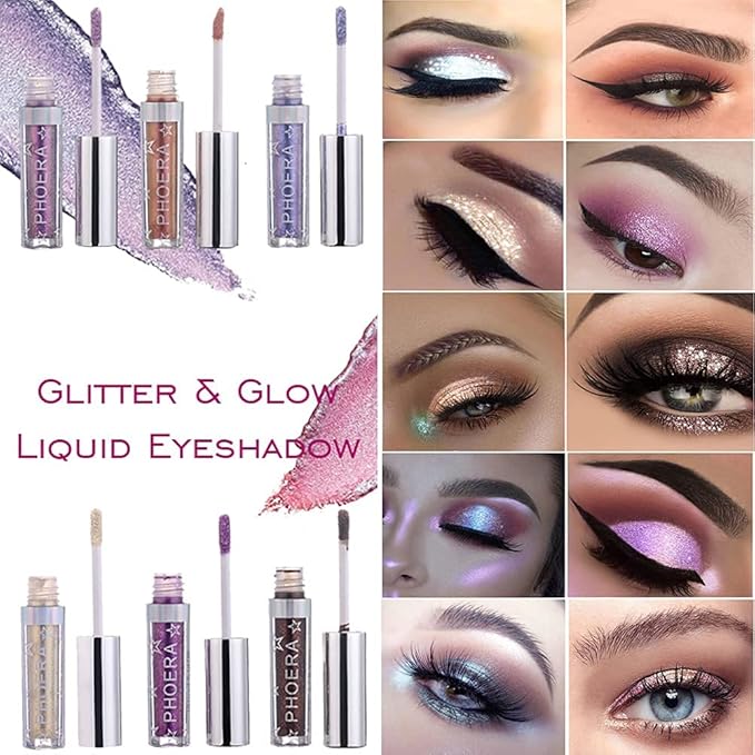 Glitter Eyeshadow，Makeup For Eyes Liquid Shimmer Sparkle Glow Light Colors Pencil Stick Shiny Long Lasting Waterproof Shining Eye Shadow Sets Metallic Pigments Metals Gloss Sparkling Pen Kit (A110)