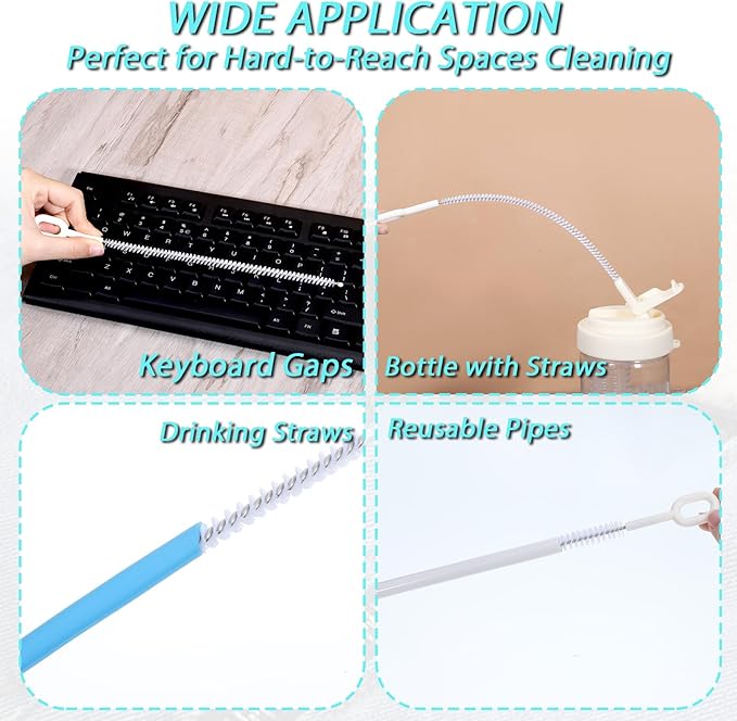 4 Pcs Straw Clean Brush, Extra Long 10 Inch for Cleaning Tumbler with Handle, Straw Tube Brushes for Cleaning Water Bottles