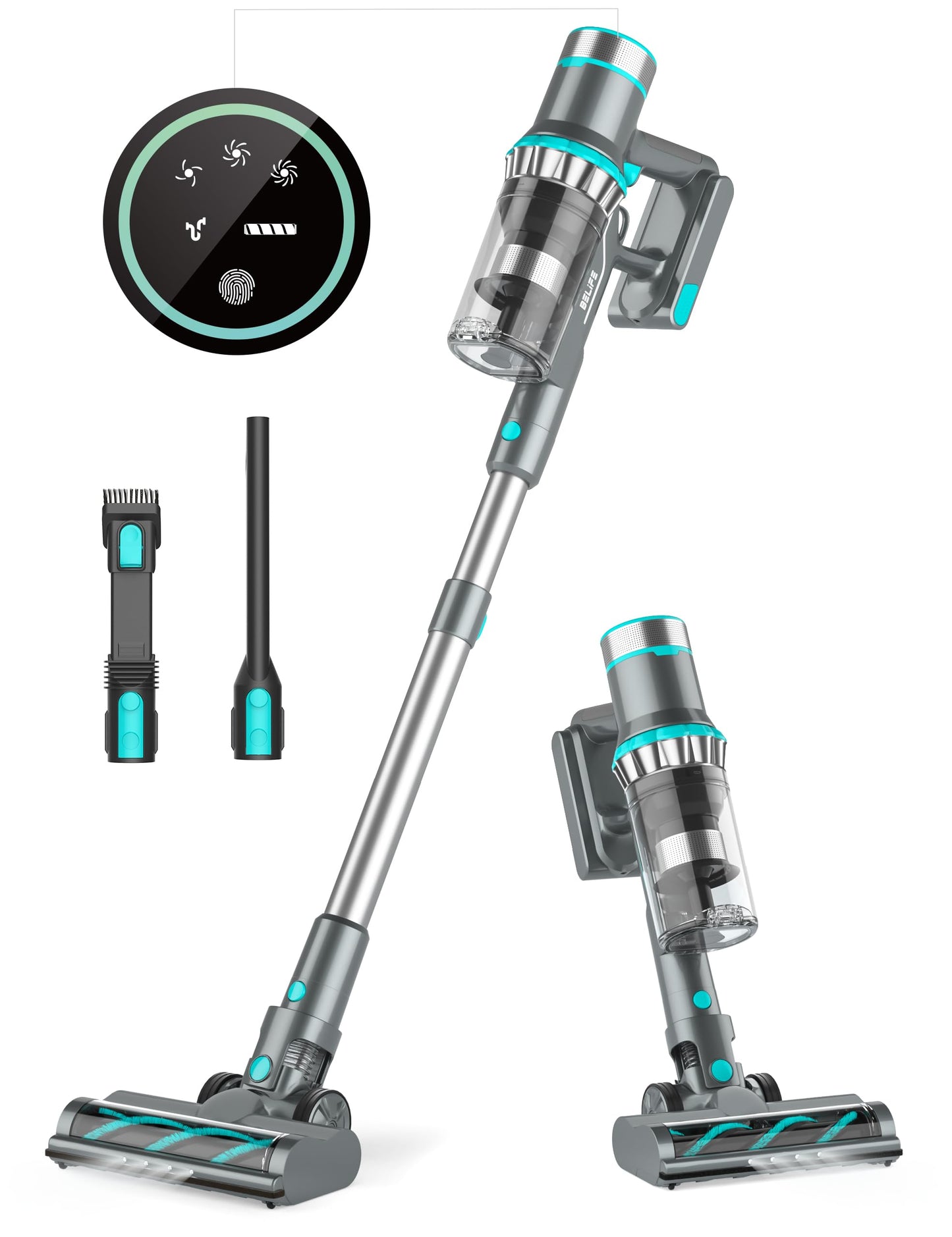 Belife BVC11 Cordless Vacuum Cleaner, 450W 38Kpa Stick Vacuum with 50 mins runtime, 13000RPM Burshless Motor, Powerful Vacuum Cleaners for Home Hardwood Floor pet Hair Carpet