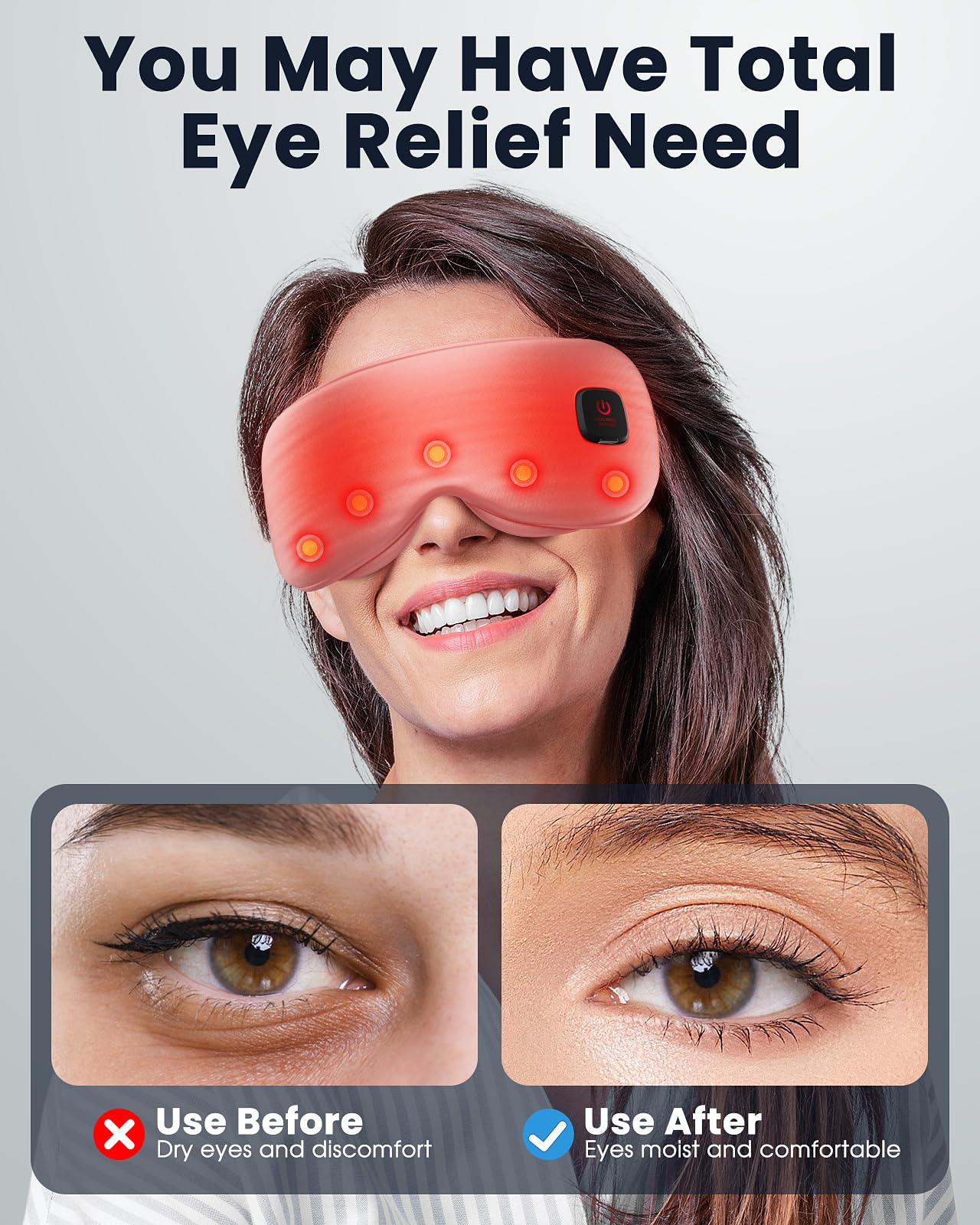 Heated Eye Mask - Cordless Eye Mask for Dry Eyes, Eye Relief, Improved Sleep, Washable Eye Heating pad for Travel and with Replaceable Shell (Rose Pink)