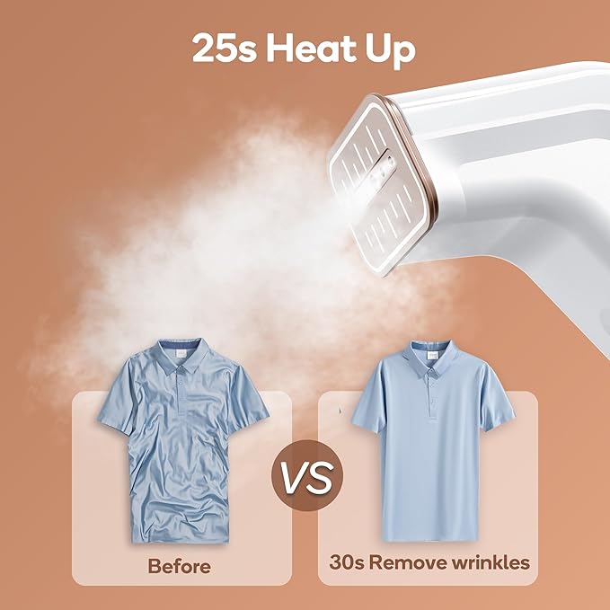 Travel steamer for clothes,100V-240V dual voltage steamer & iron 2 in 1,integrated 170ml tank 25s fast heat-up,1.2lbs portable fabric iron,handheld steaming wrinkles remover for garments(Panda colors)
