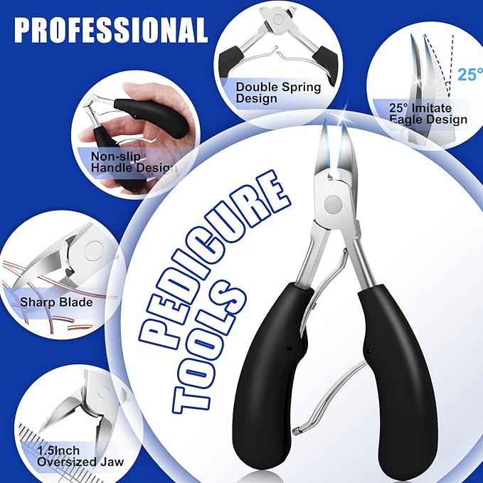 JTIEO Ingrown Toenail Tool 7PCS Upgraded Toenail Clippers Ingrown Toenail Treatment Pedicure Tools Professional Tool Set for Ingrown & Thick Nail Stainless Steel Ingrown Toenail Removal Kit