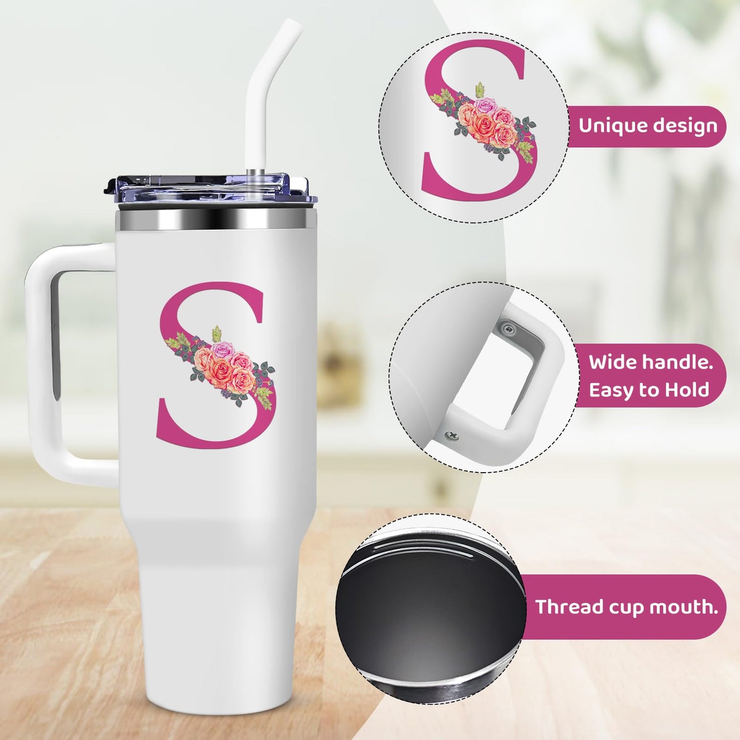 AiHeart Personalized Gifts for Women,Birthday Gift for Sister,Wife,Best Friend,Monogrammed Customized Gifts,Travel Tumbler,Iced Coffee Tumbler,for Christmas,Halloween-S