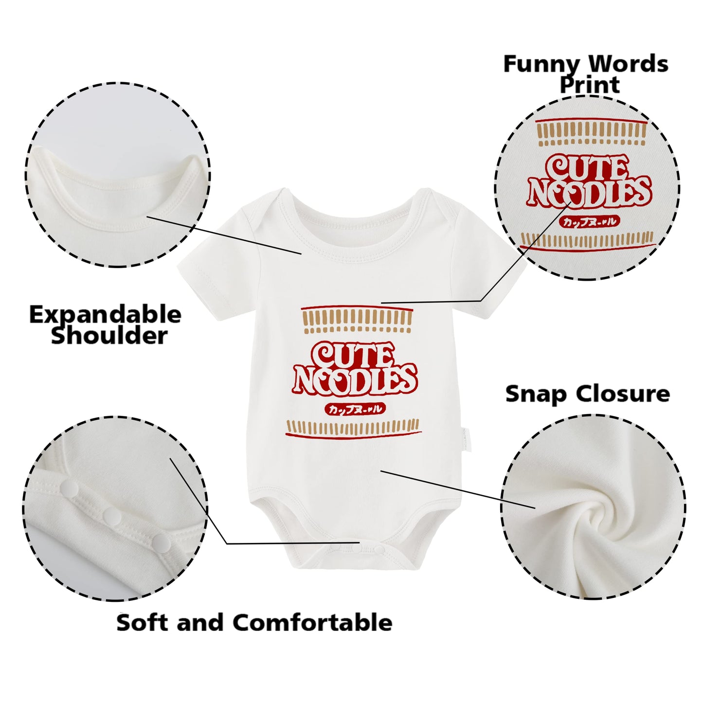 YSCULBUTOL Baby Twins Bodysuit Funny Ramen Outfit Noodle Funny Romper Baby Costume Jumpsuit Hat Bags（White noodle 3M）