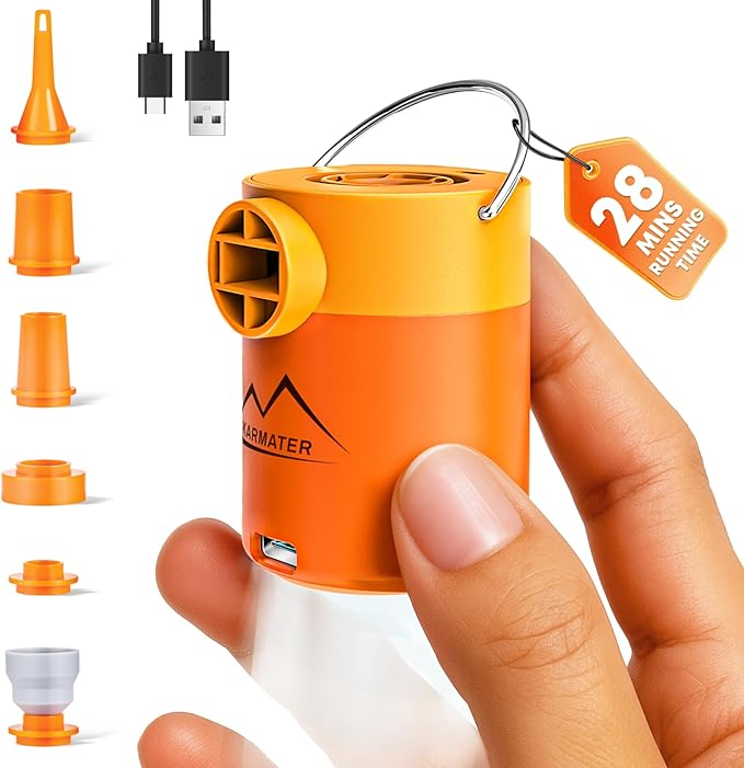 Portable Pool Inflatable Air Pump - 5kPa Upgrade Electric Camping Travel Vacuum Mini Inflator Pump for Inflatables - Batte...