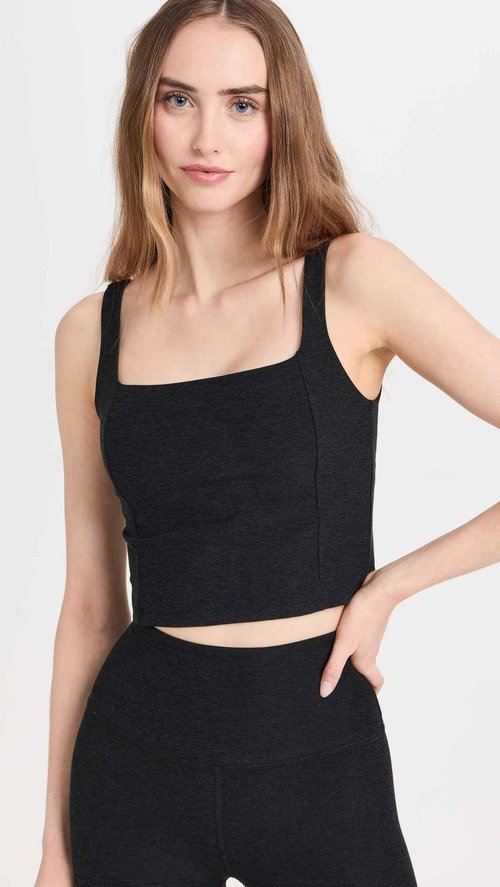 Beyond Yoga Women's Spacedye Impress Cropped Tank, Darkest Night, XL