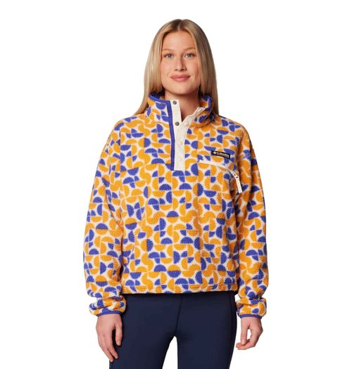 Columbia Women's Helvetia II Printed Cropped Half Snap, Sunstone Retroscape, Large