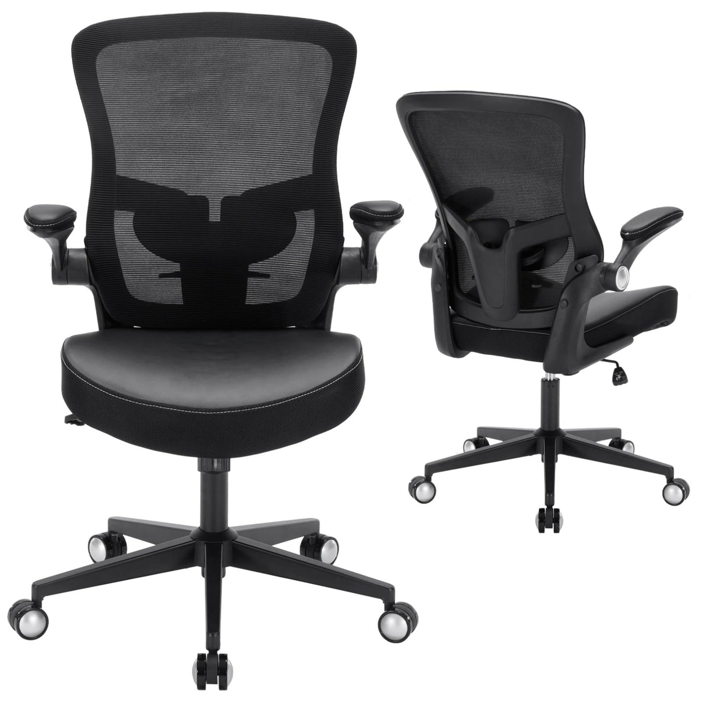 Heromate Office Chair-400lbs, Ergonomic Heavy Duty Office Desk Chair with Adjustable Lumbar Support Breathable Mesh Computer Chair with Flip-Up Armrests, Comfy Home Office Desk Chair for Heavy People