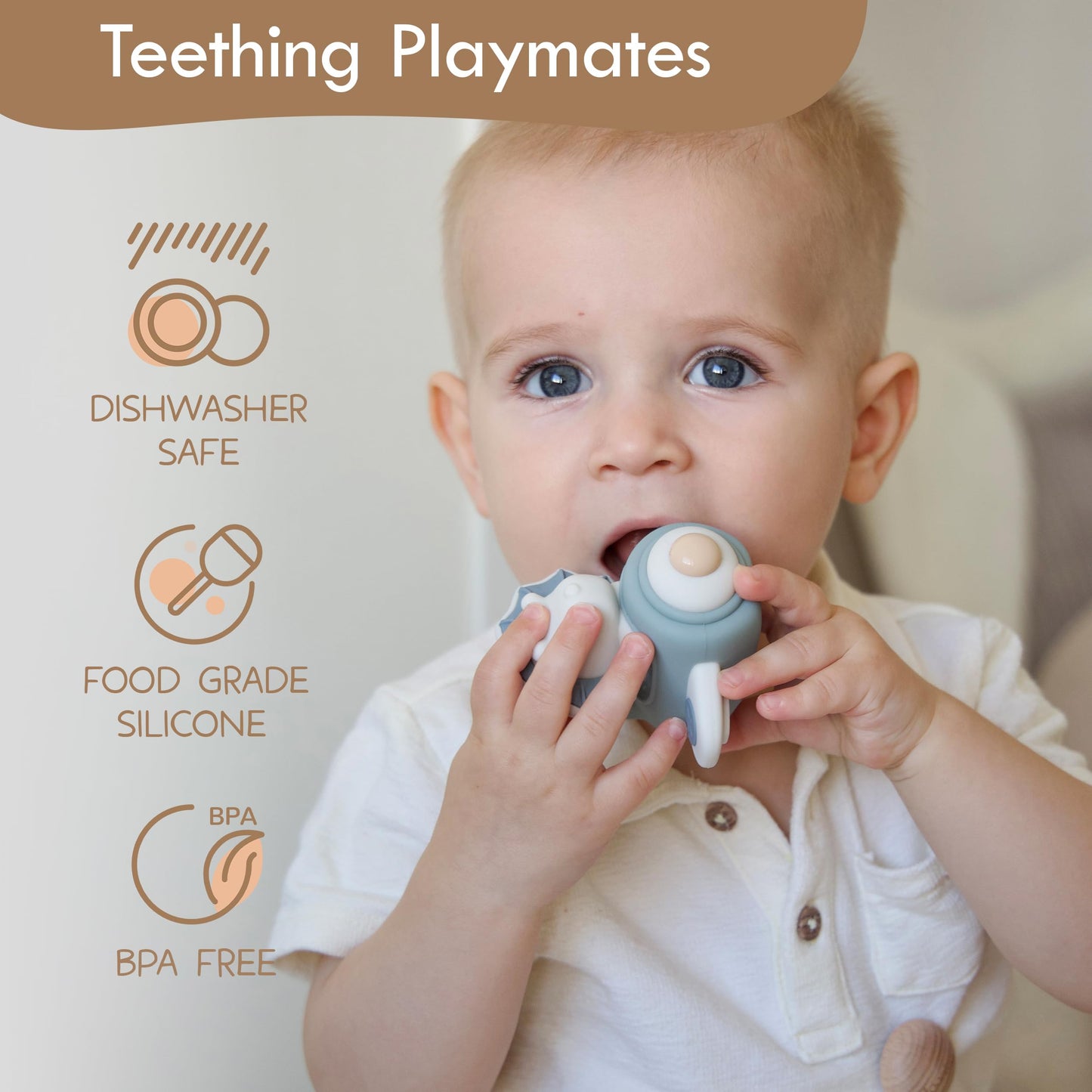 Moonkie Bunny Baby Stacking Toys | 7-Piece Silicone Rings for Teething Relief | Educational Toy for Infants & Toddlers 6 Months+ | Baby Girl Essentials