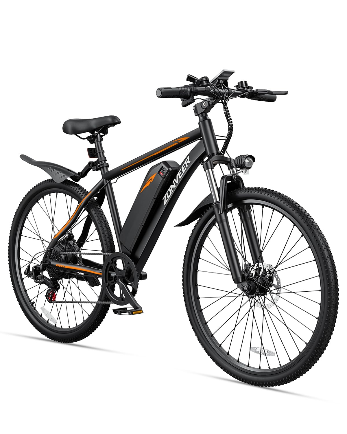 zonveer Electric Bike for Adults with 26'' Peak 500W Brushless Motor Ebike, 20MPH 40Miles Commuting Electric Mountain Bike with 360Wh Removable Battery, 7-Speed, 3 Level Assist