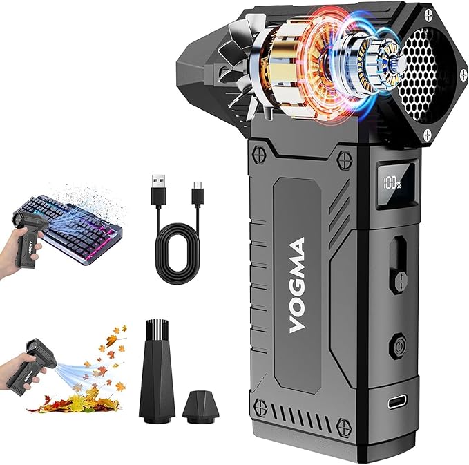 Compressed Air Duster,8 Gear Adjustable 200000RPM Electric Air Duster with HD Display,Rechargable Air Blower/Snow Blower with Brusheless Motor,Jet Dry Blower Replace Canned Air for PC, Keyboard