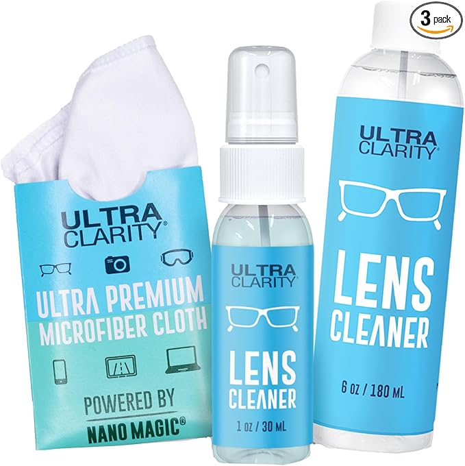 Powered by Nano Magic Eyeglass Lens Cleaning Spray 7oz Value Pack | 1oz Spray, 6oz Refill, Microfiber Cloth | For Glasses, Phone, Electronic Screens, Optic Surfaces, Coated Surfaces