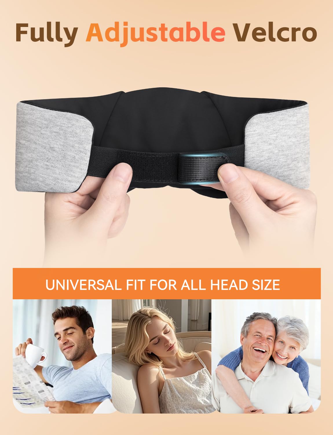 Sleep Mask with Headphones Bluetooth 6.0, 20H Playtime Sleeping Headphones with HD Stereo Speakers for Side Sleepers, Adjustable Blackout Silk Eye Mask for Travel Meditation, Gifts for Women Men(Grey)
