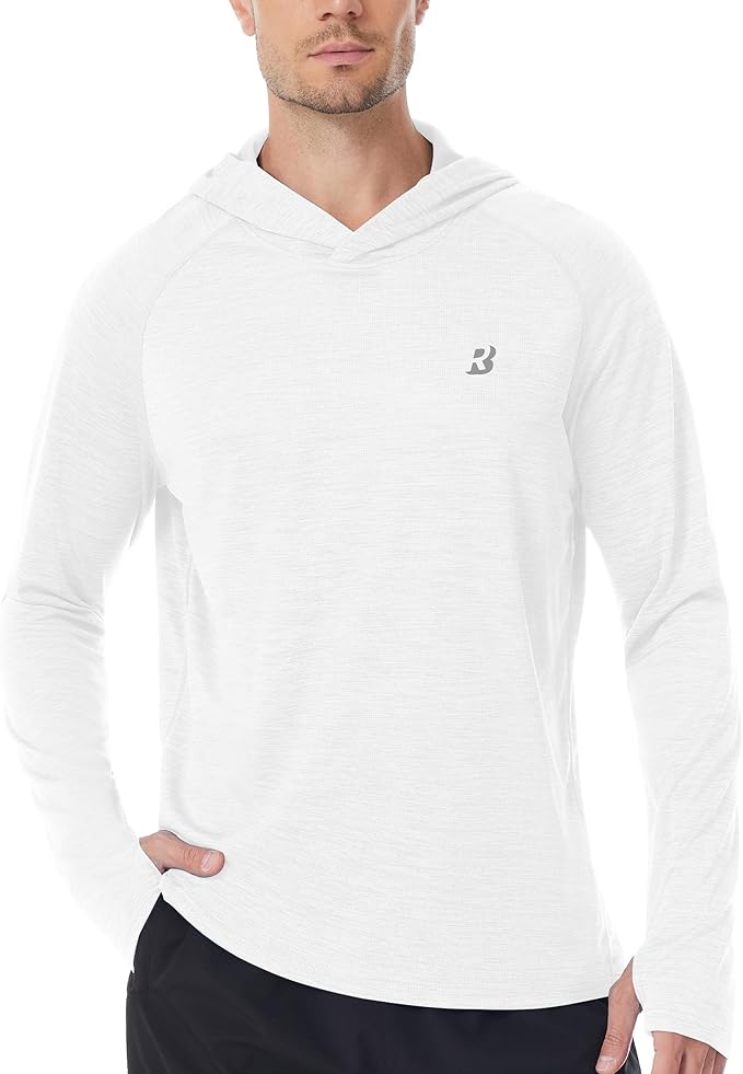 Roadbox UPF 50+ Fishing Shirts for Men, Long Sleeve UV Sun Protection Lightweight Rash Guard Hoodie for Hiking Workout