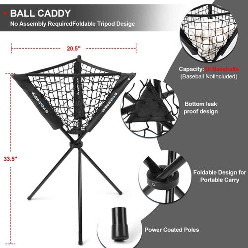 Storgem Baseball and Softball Practice Net 7×7ft Portable Hitting Pitching Batting Training Net Baseball Backstop Net with Batting Tee,Ball Caddy,Strike Zone and Bow Frame (Black)