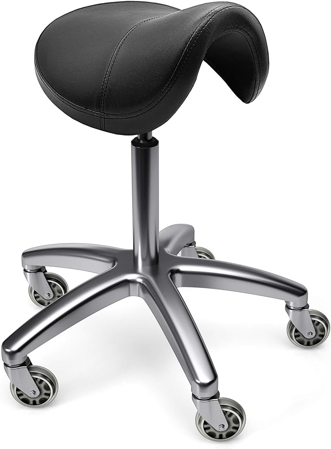 TASALON Saddle Stool - Ergonomic Saddle Chair - Comfortable Saddle Stool with Wheels - Swivel Salon Cutting Stool for Kitc...