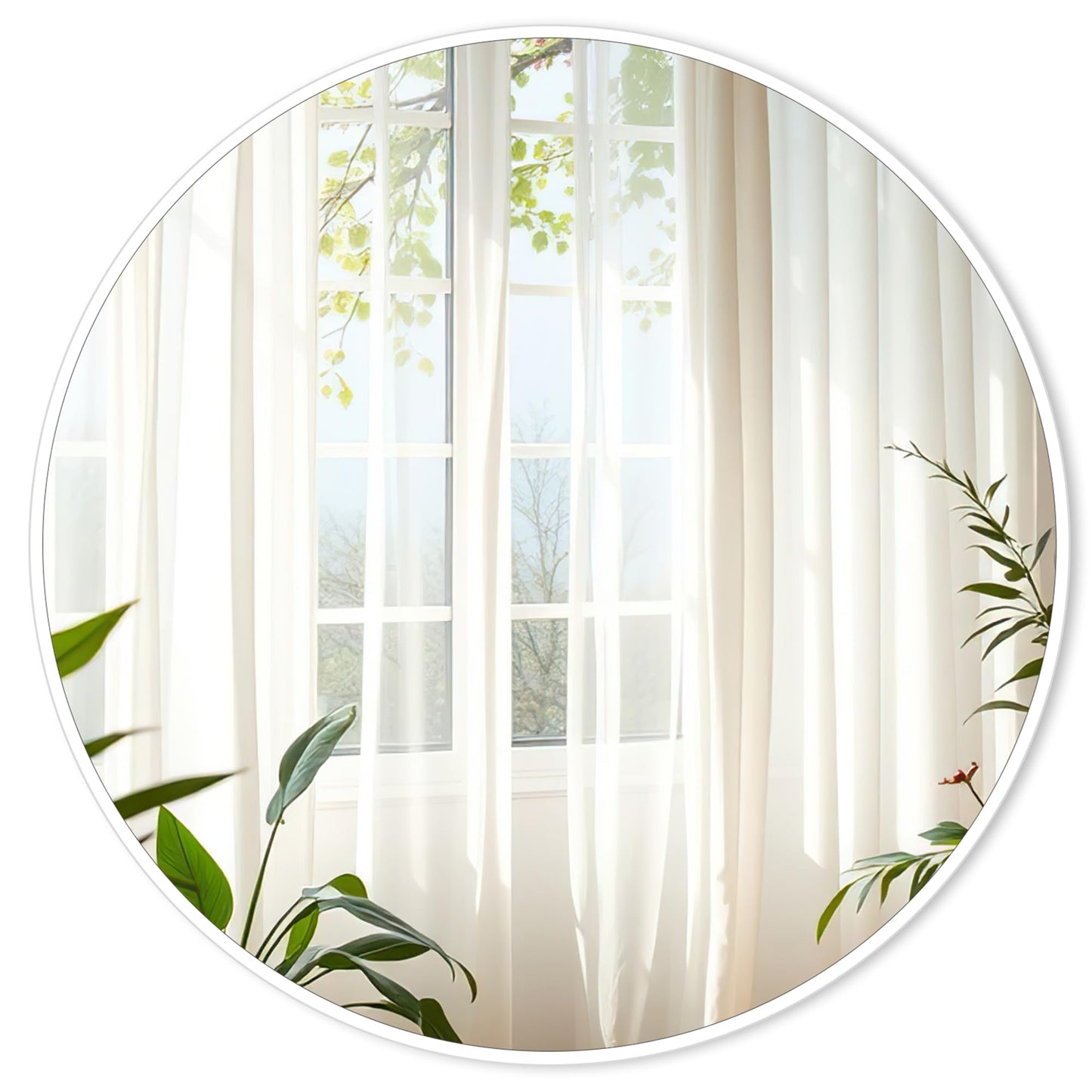 Tanmicoshomy White Round Mirror 36 inch, Large Circle Wall-Mounted Bathroom Mirror with Tempered Glass-Shatterproof for Entryway, Living Room, Bedroom