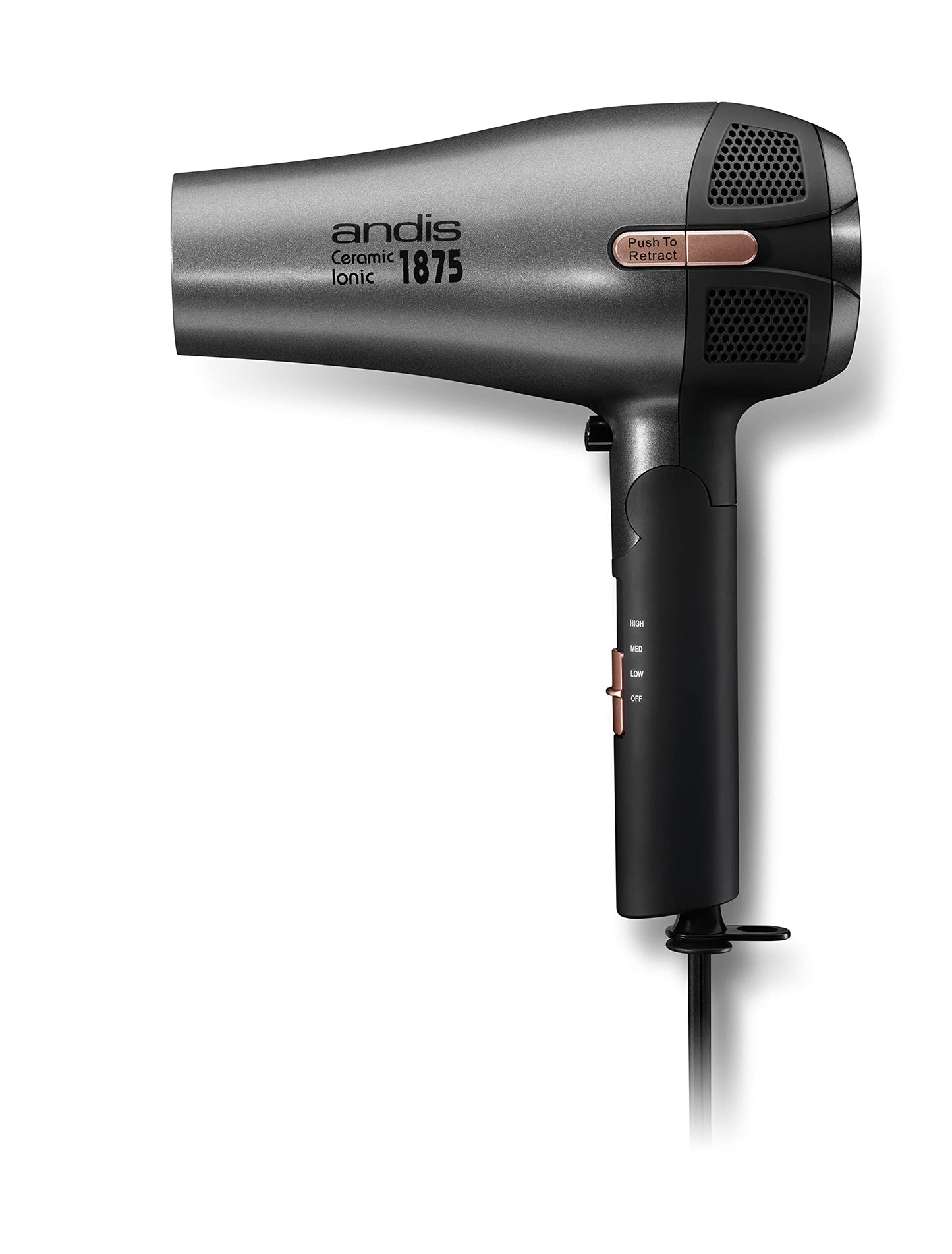 Andis 80280 Fold-n-go 1875 Watt Ceramic Ionic Dryer, Retractable Cord, Lightweight with Professional Blowout Results, Quick Dryi