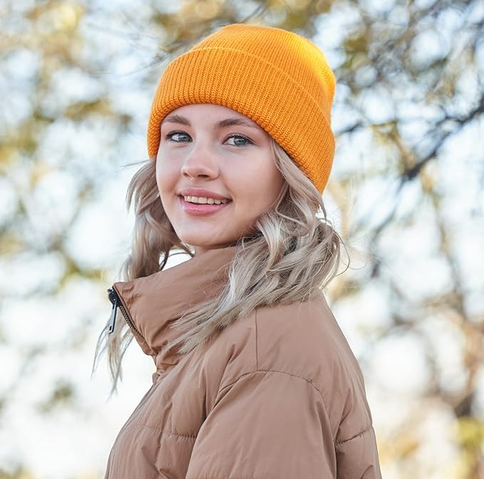 Connectyle Classic Double Layer Knit Beanie Hat Warm Thick Acrylic Winter Hats Daily Cuffed Beanies Watch Hat for Men Women