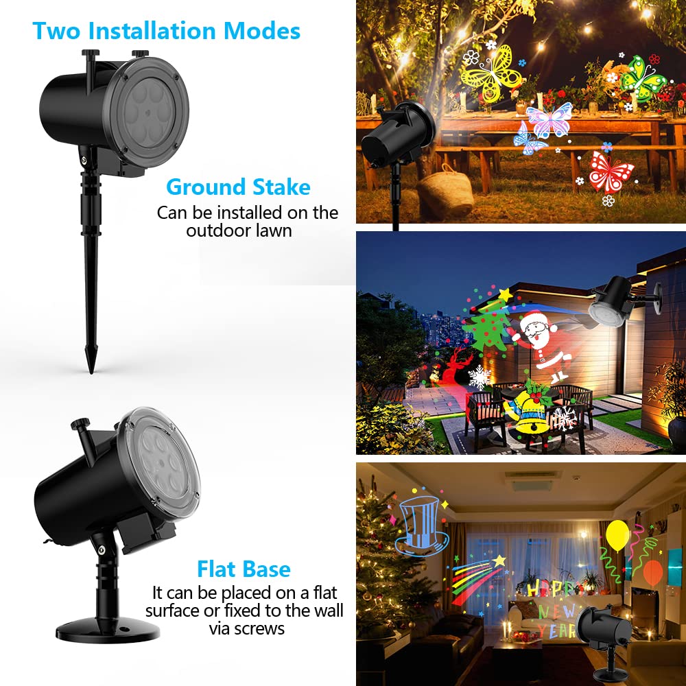 Syslux Holiday Projector Light, Halloween Christmas Projector Lights 16 HD Slides LED Waterproof Light Outdoor Indoor Light with Remote Control for Party Garden Halloween Xmas Holiday Landscape Decor