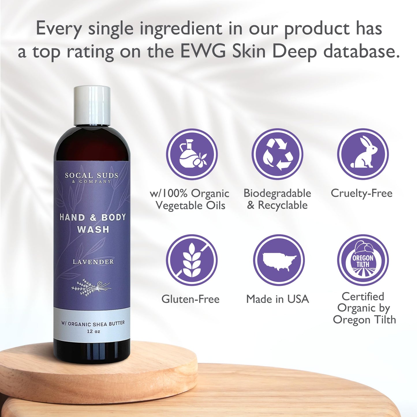 SoCal Suds & Company Organic Shea Butter Body Wash - Lavender Liquid Soap for Hand & Body, Moisturizing Shower Gel, Daily Body W