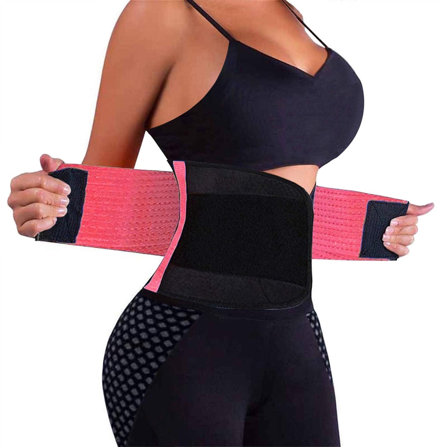 VENUZOR Waist Trainer Belt for Women - Waist Cincher Trimmer - Slimming Body Shaper Belt - Sport Girdle Belt (UP Graded)(Pink,Large)