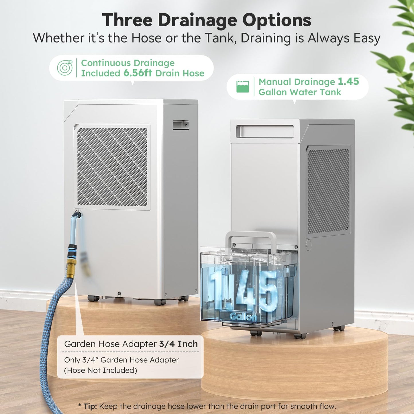 DECIUU 5000 Sq.Ft Energy Star Most Efficient 2024 Dehumidifier, Max 100 Pint Moisture Removal, Auto Defrost, Drain Hose, Smart Humidity Control for Basement, Home, Garage, Bathroom, Laundry Room