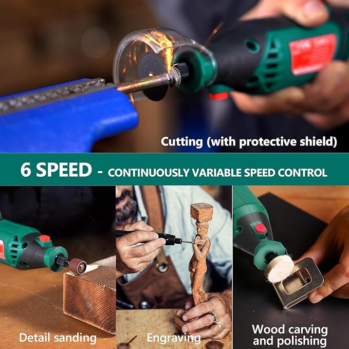 HYCHIKA Heat Gun,Orbital Sander 3.8Amp 450W,Reciprocating Saw,180W Rotary Tool,30W LED Work Light,5-Tool Power Tool Set Combo Kit