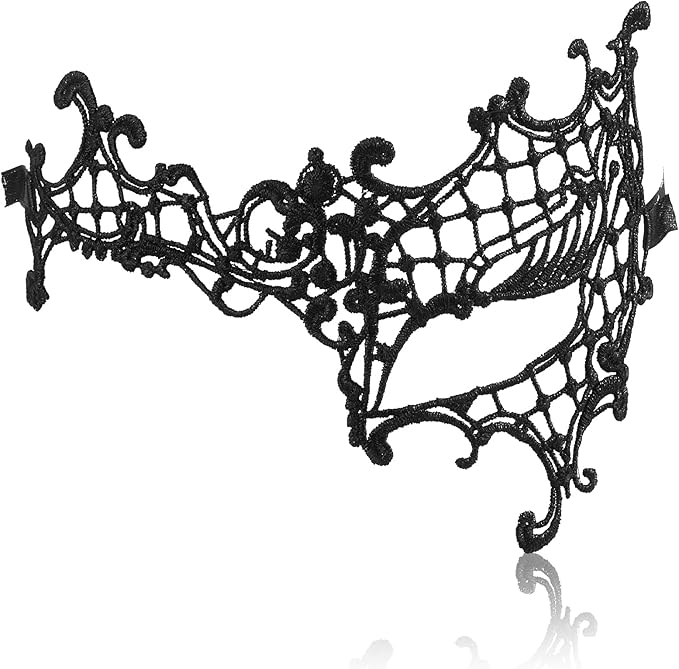 Quilax Masquerade Mask for Women, Lace Half Face Mask Masquerade Dress Accessories, Black Eye Masks Costume Carnival Mardi...