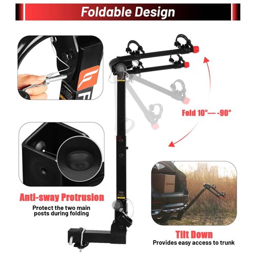 Forwode Hitch Mount Rack Fits 2 x 35 lbs Bicycles, Bike Hitch Rack for Car, Foldable Wobble Free, Hitch Lock, 2-Inch Receiver