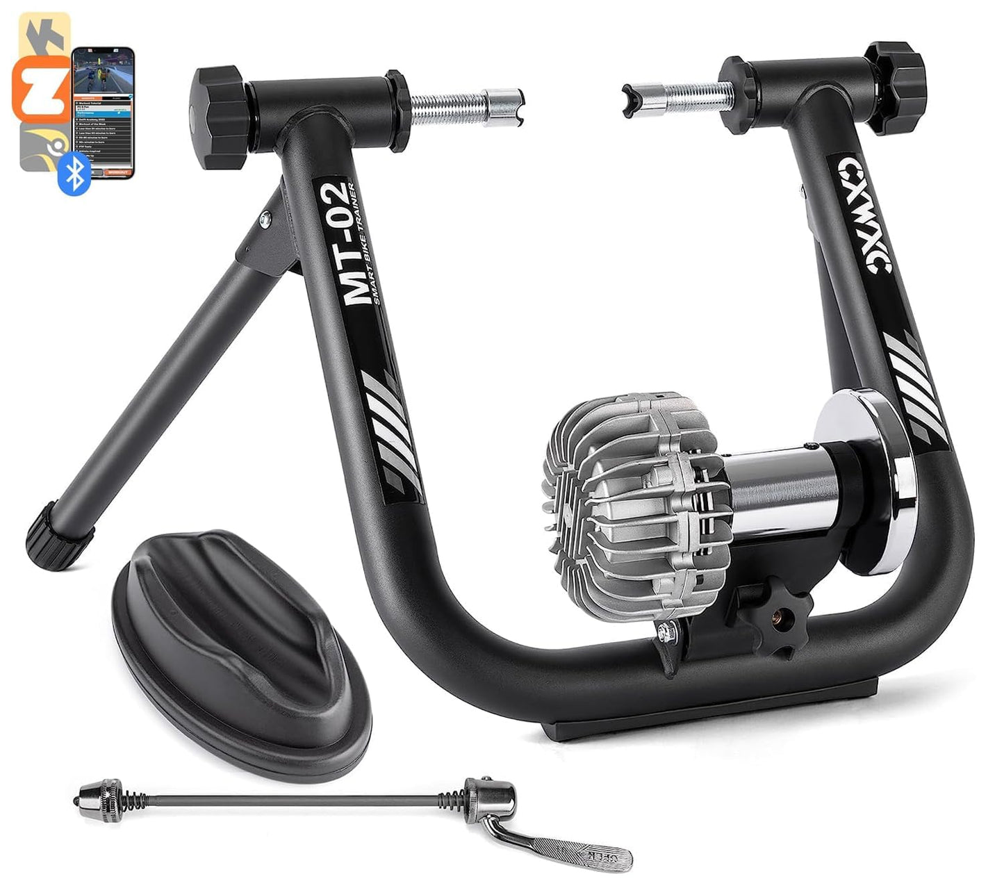 Smart Bike Trainer - Fluid Bike Trainer Stand for 26-29” or 700c Wheel - Noise Reduction Bicycle Stationary Stand Compatible with Zwift App
