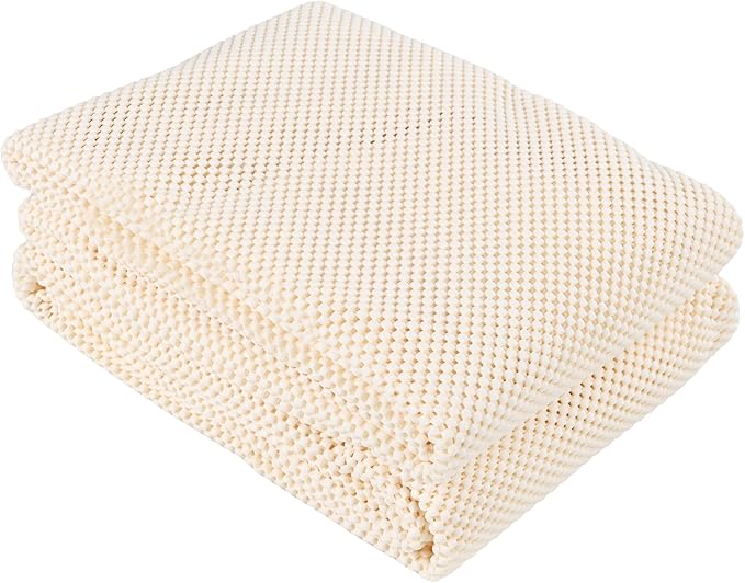 Superior Rio Reversible Rug Pad, Non-Slip, Non-Skid, Thick Mesh Design, Floor Protector, Padding, Furniture Gripper Mat, Slide Stopper, Foam Grip, Polymer Coated Polyester, 12' x 18', Cream