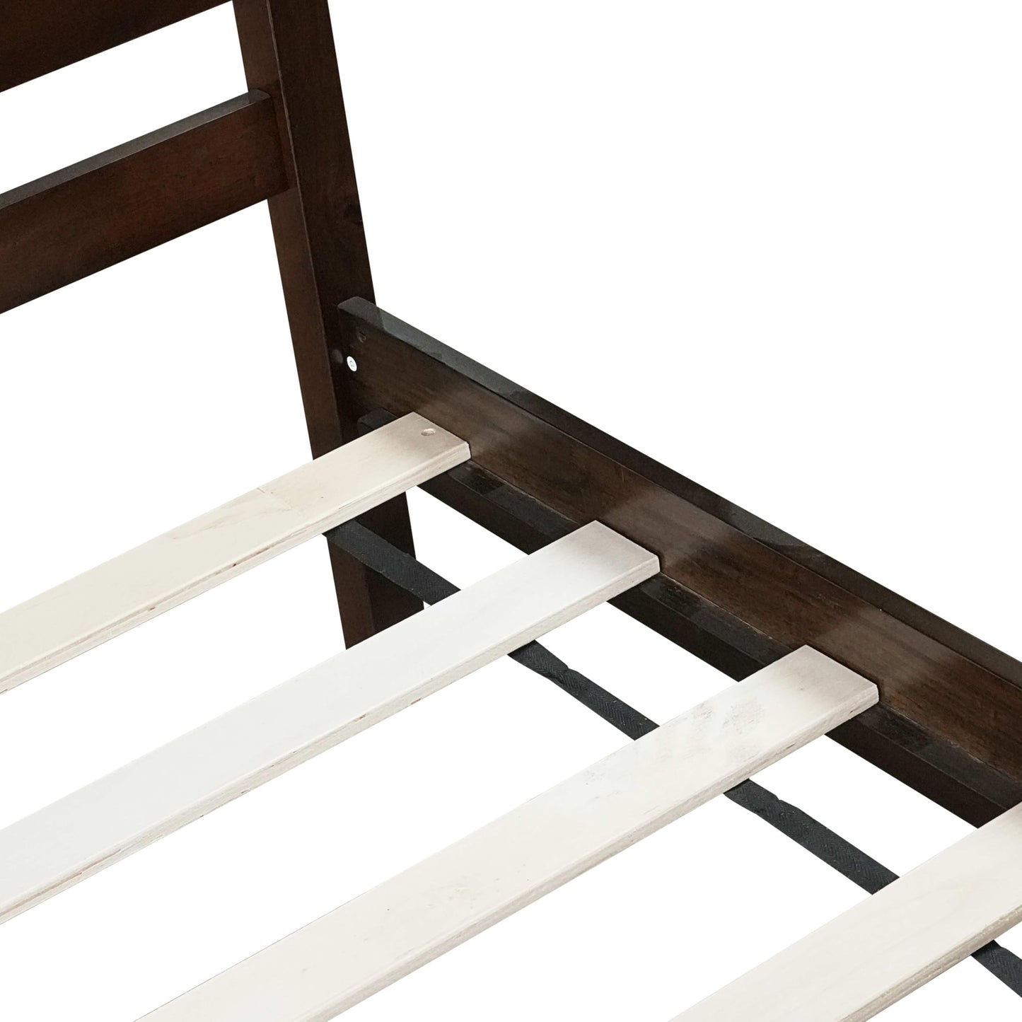 Twin Size Bed Frame with Headboard and Footboard for Kids, Farmhouse Wood Platform Bed with Storage and Slat Support, No Box Spring Needed, Espresso