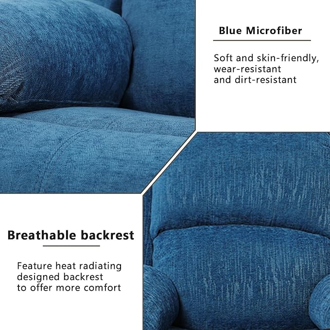 A Ainehome Living Room Furniture Set Leather Recliner Sofa Set Loveseat Chair Furniture Sofa Set for Living Room/Small Space/Rv/House/Office/Theater Seating (A-Blue Microfiber, Loveseat)