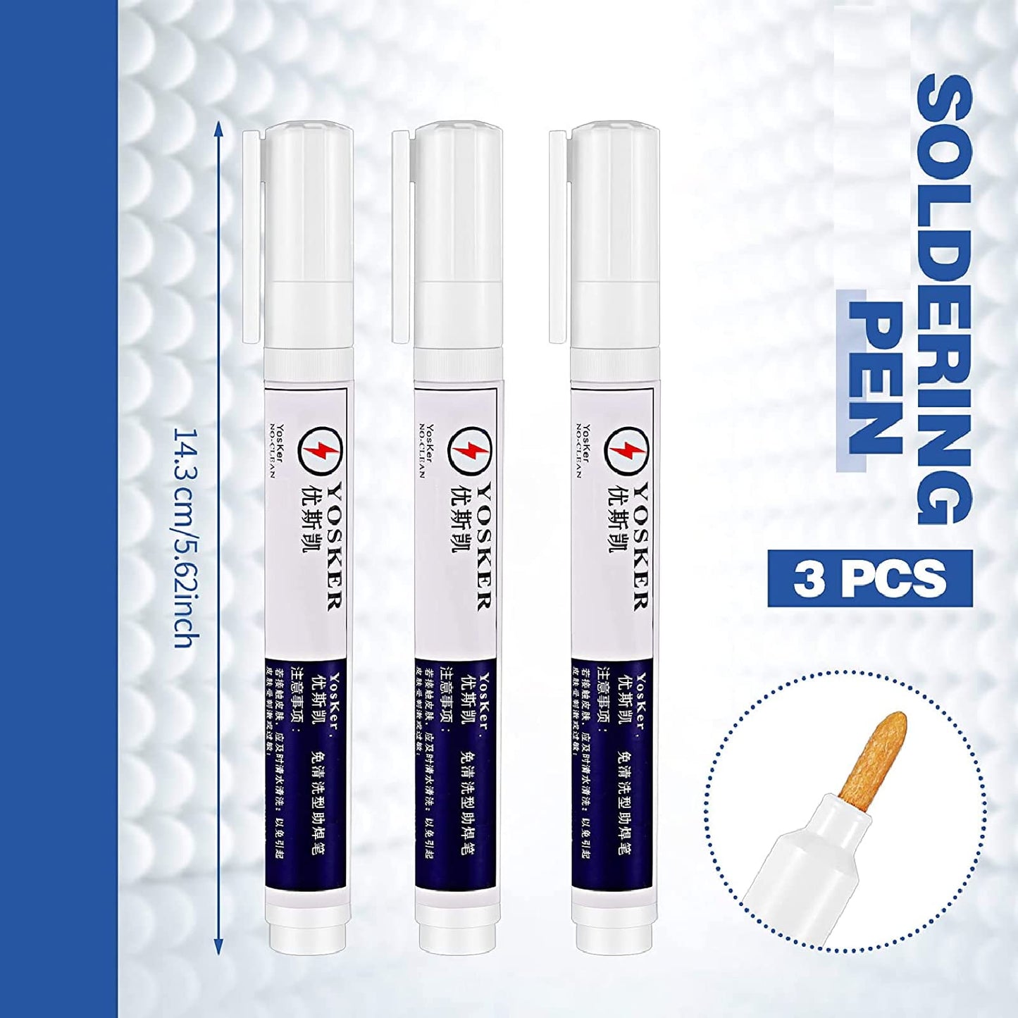 3 Pieces No Clean Soldering Pen Rosin Solder Pen for Electronics Tabbing Wiring Liquid Solder, Welding Maintenance of PCB Board
