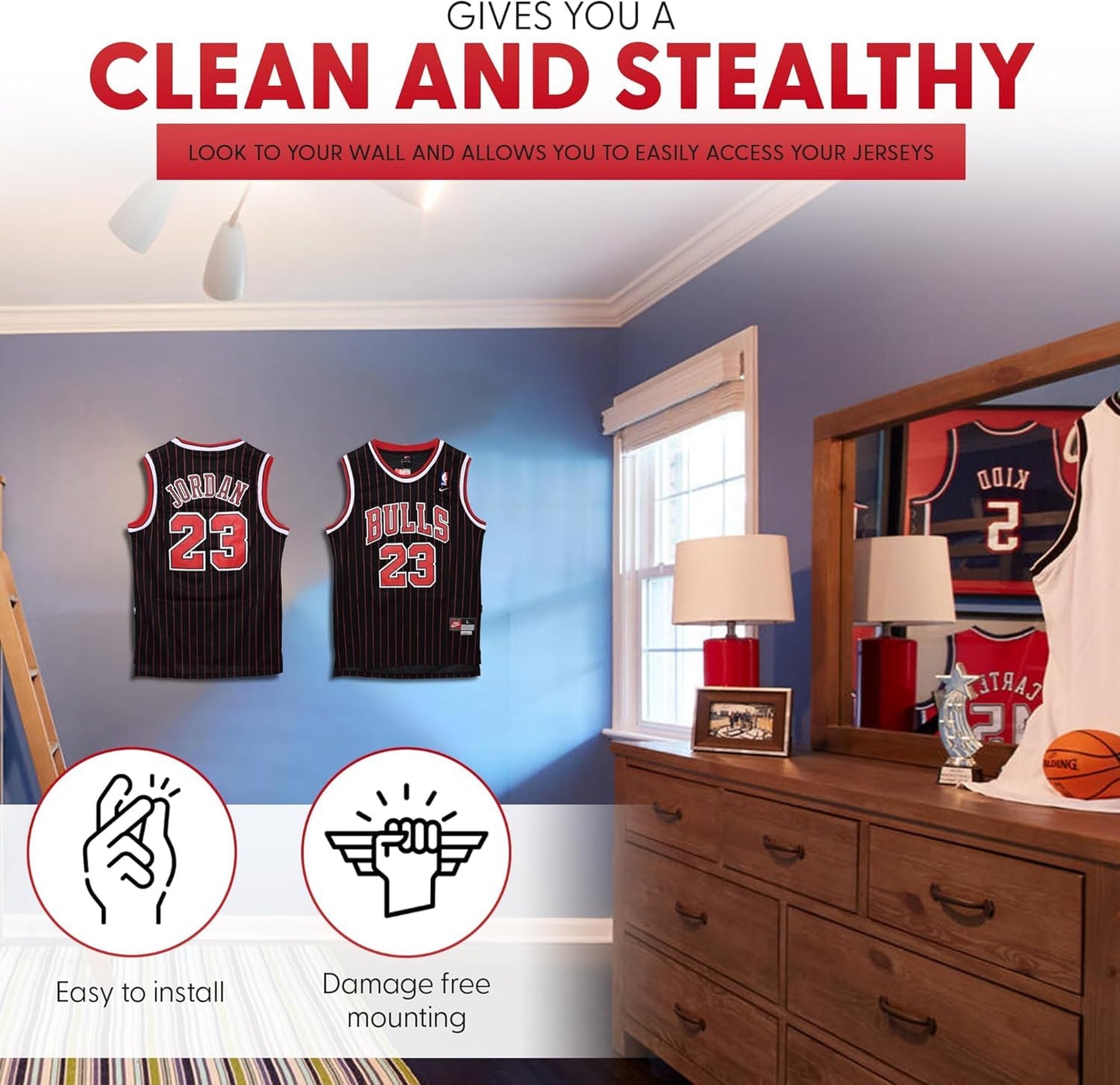 AVIVA Sports- Invisible Wall Jersey Hanger | Jersey Hanger for Wall Display | Great for Any Sports Jerseys | Sports Display (Single Pack)
