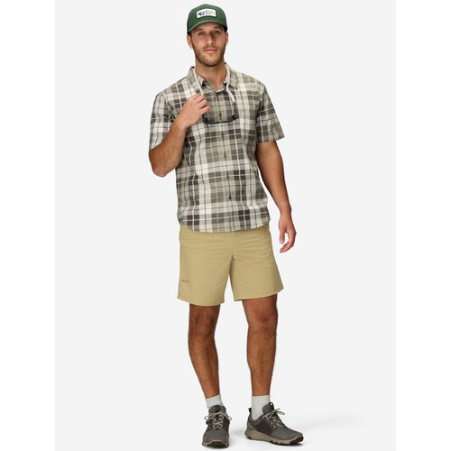 MARMOT Men's AirExchange UPF 40 Short Sleeve Shirt - Lightweight Breathable Quick-Dry, Hickory Nut Wayland Plaid, Large