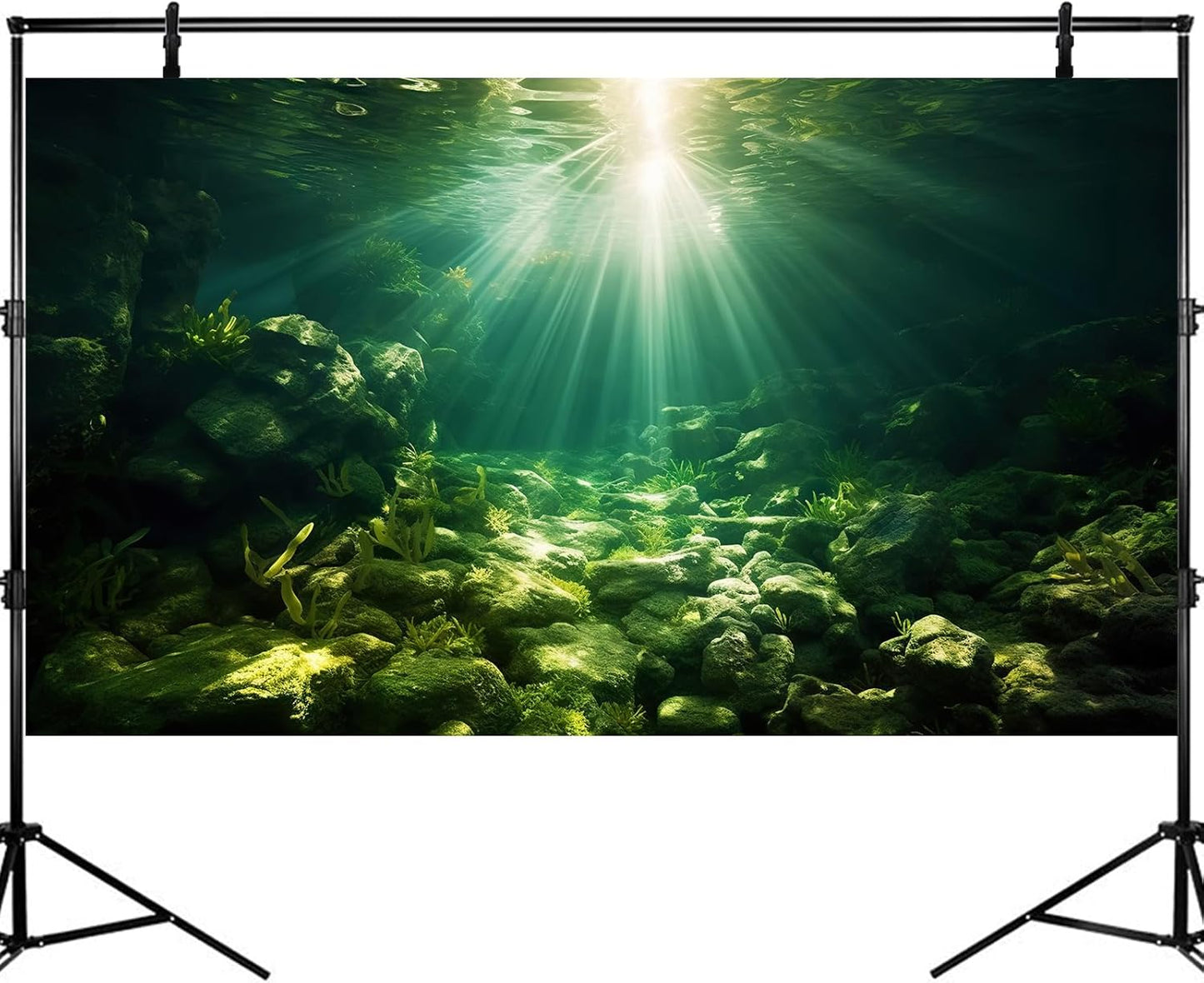 Underwater Sunray Aquarium Background Deep Ocean Rock Cave Fish Tank Background Under The Sea Coral Reef Aquarium Backgrounds Ocean Floor Tropical Fish Terrarium Backgrounds 24x16in