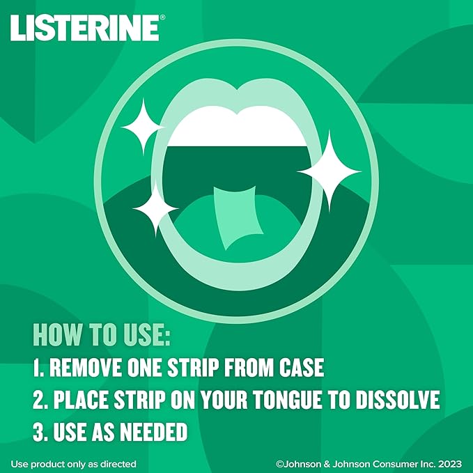 Listerine Freshburst Pocketpaks Portable Breath Strips, Dissolving Breath Freshener Strips Kill 99% of Germs That Cause Bad Breath, Portable for On-The-Go, Minty Flavor, 3 x 24-Strips