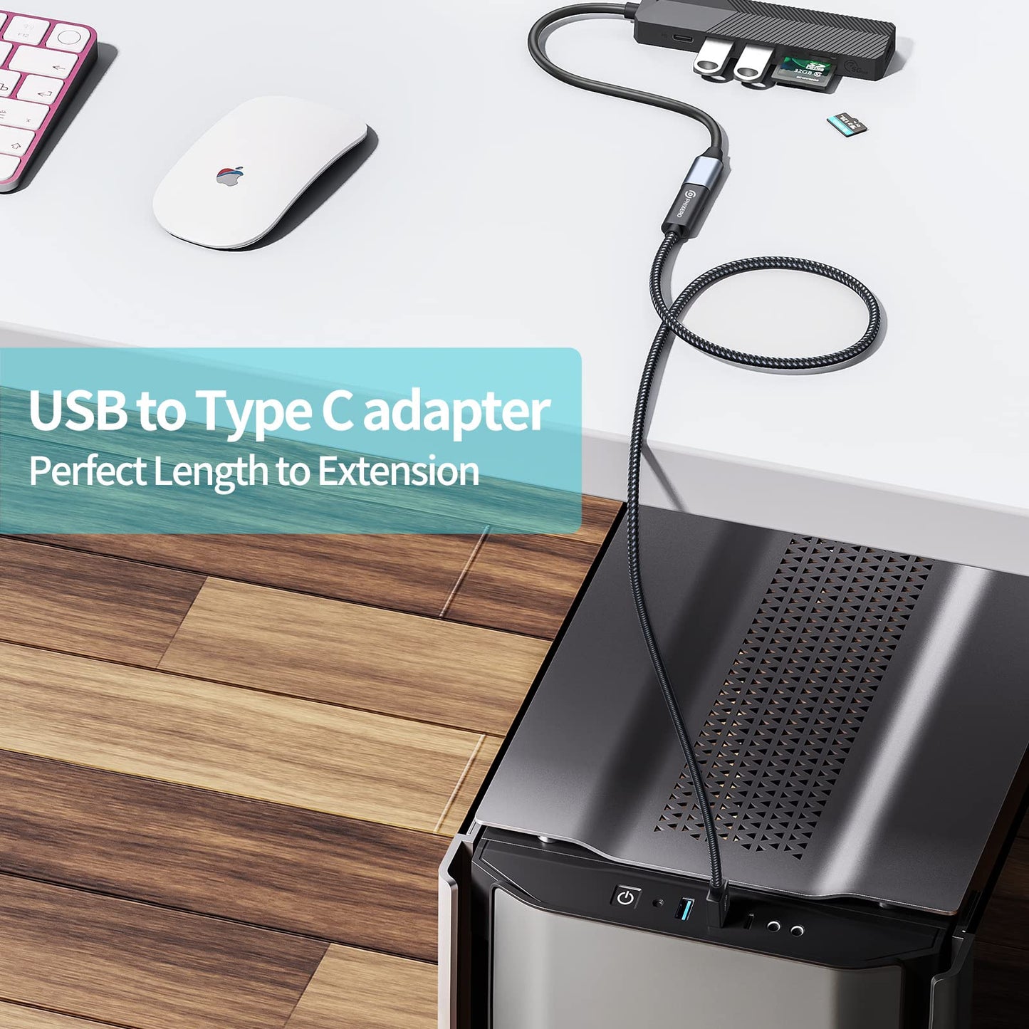 Phixero [10Gbps] Usb C Female To Usb Male Adapter 3.1 Gen 2 (3.3Ft), 3A Fast Charging Usb A To Usb C Adapter With 10Gbps Data Tr
