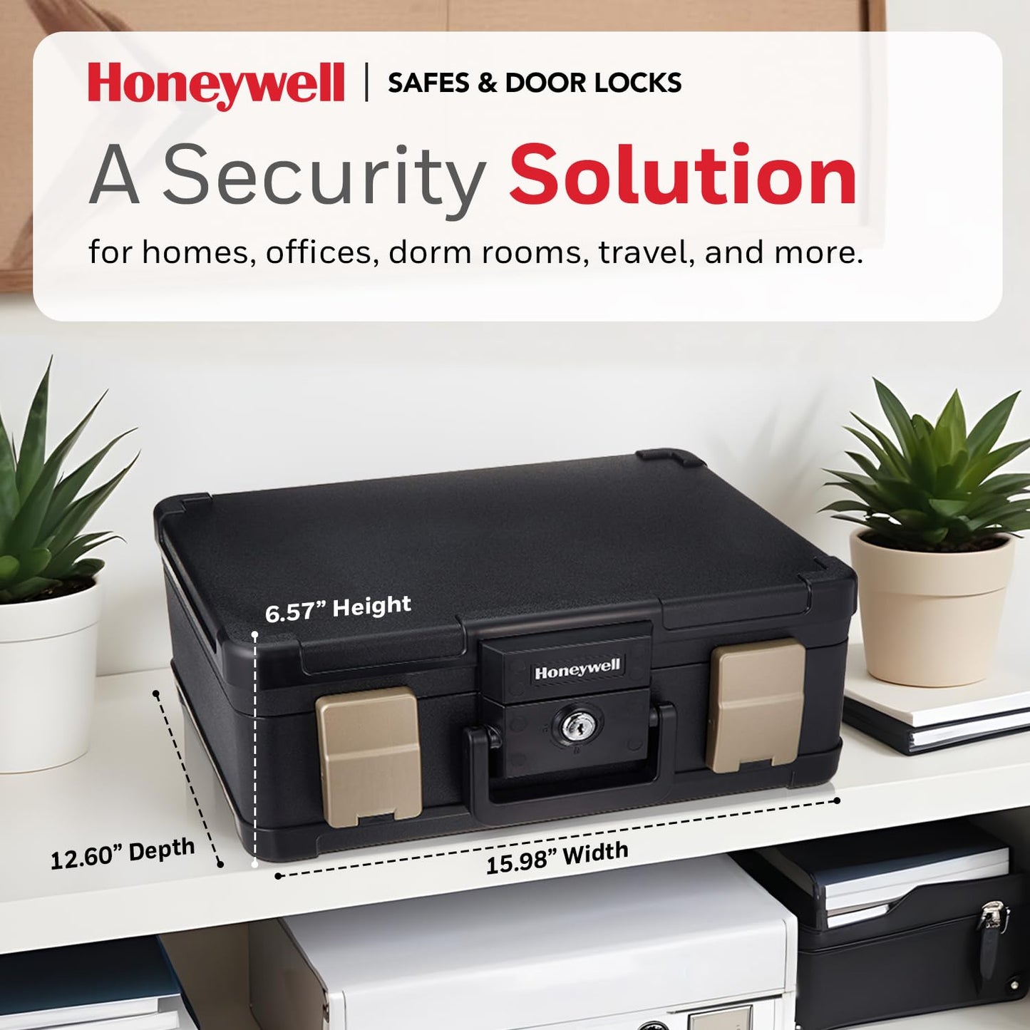 Honeywell Safes & Door Locks LHLP1103G 30 Minute Fire Safe Waterproof Safe Box Chest with Carry Handle, Medium, 1103, Black, 7.3 litre