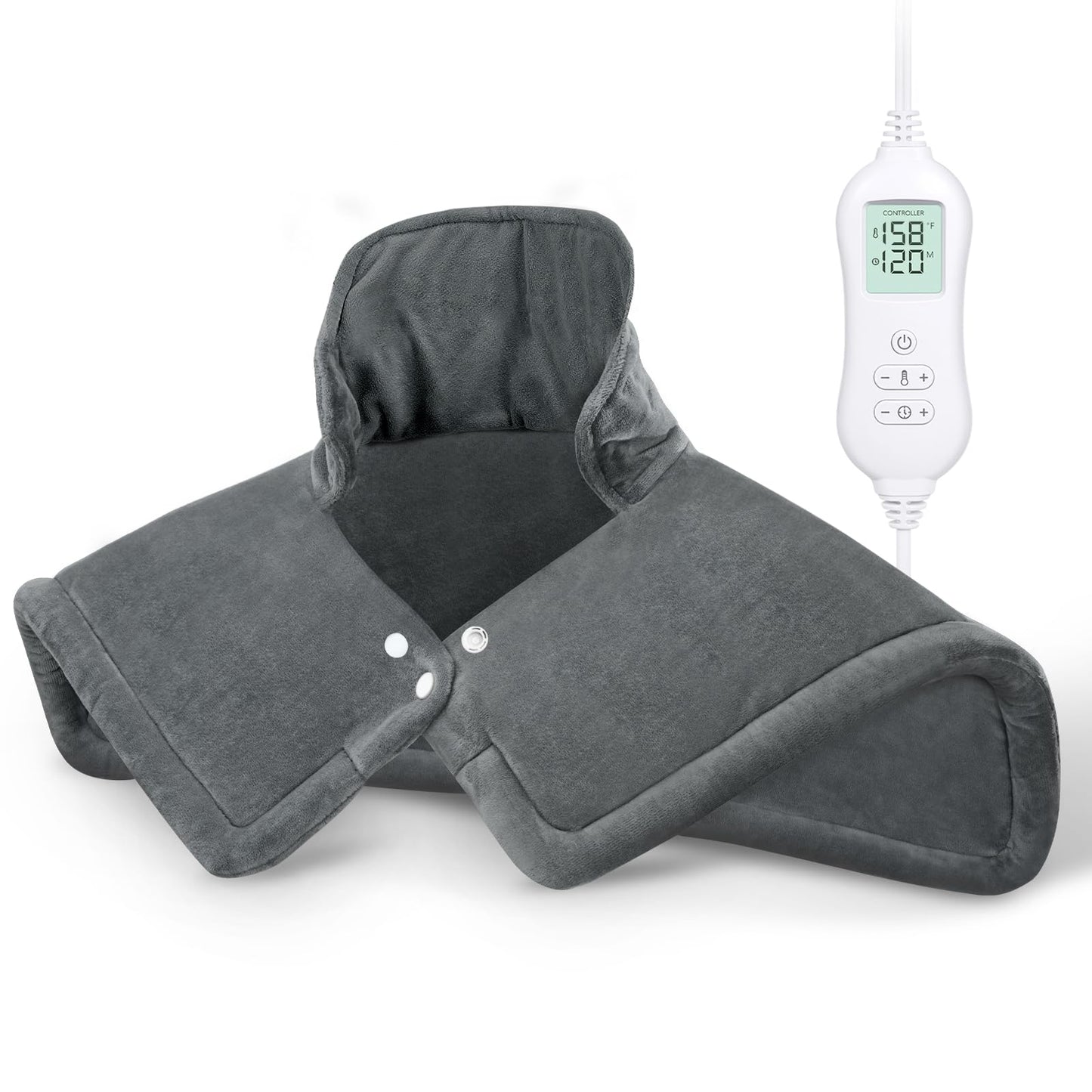 NOWWISH Heating Pad for Neck and Shoulders Pain Relief, 2lb Weighted Electric Heating Pad with 10 Heat Levels and Auto Shut Off, Large Heated Wrap, Birthday Gifts for Women Men, 17"x23", Grey