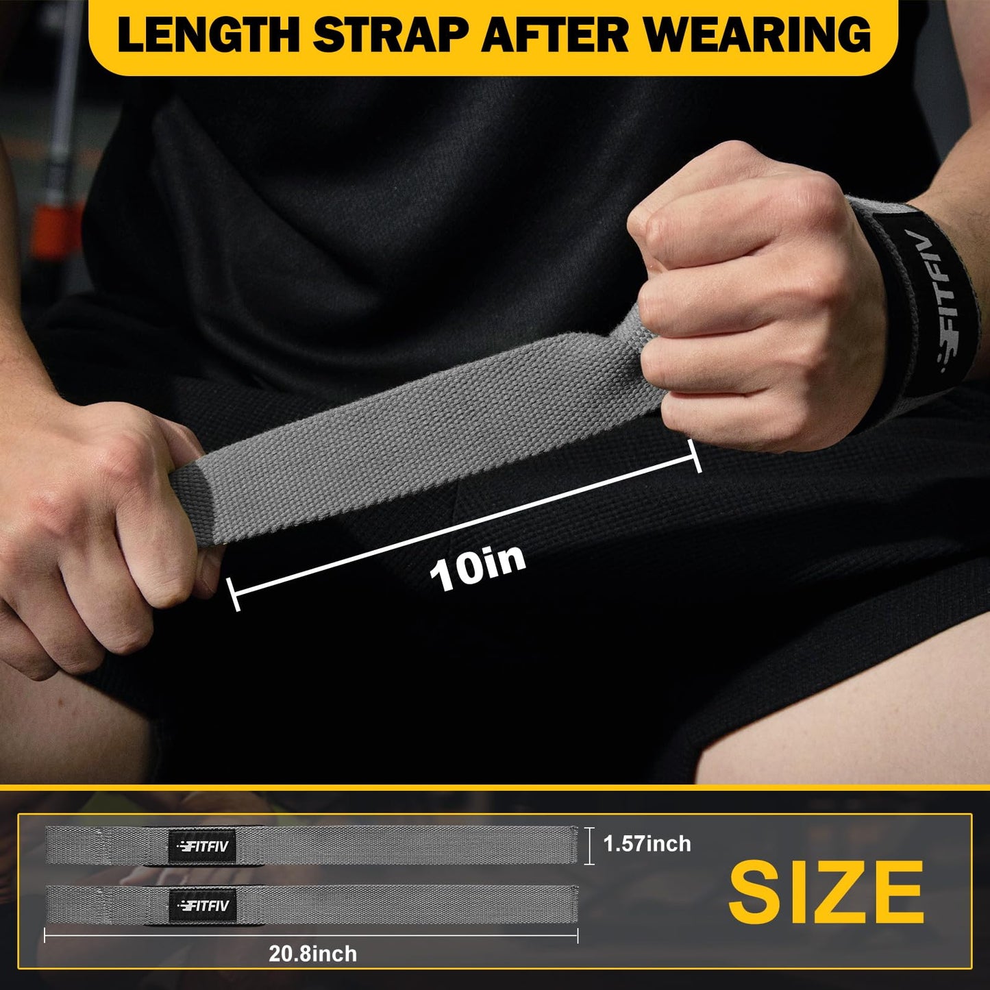 FITFIV Lifting Straps for Weightlifting, Lifting Wrist Straps for Gym Strength Training, Neoprene-padded Wrist Cushion - Men & Women
