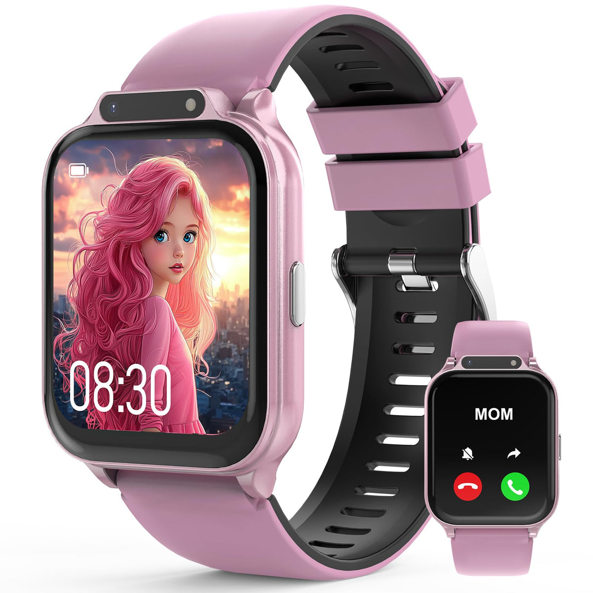 Smart Watch for Kids 1.85" with Fitness Tracker, Sleep Monitor, 22/100+ Sport Modes, DIY Dial, IP68 Waterproof, Step Counter, Heart Rate, Camera, with/Without APP, Gift for 3-12 Years Old Girls