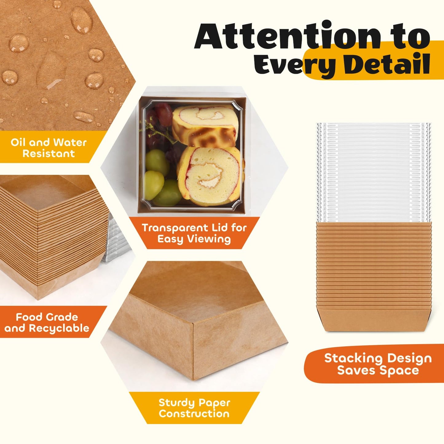 LNDIEHS 20Pcs Small Charcuterie Boxes with Clear Lids - Paper Mini Charcuterie Boxes To Go, Disposable Food Container with Lid, Dessert Boxes for Sandwich, Cookie, Sushi, Cake Slice, and Strawberries