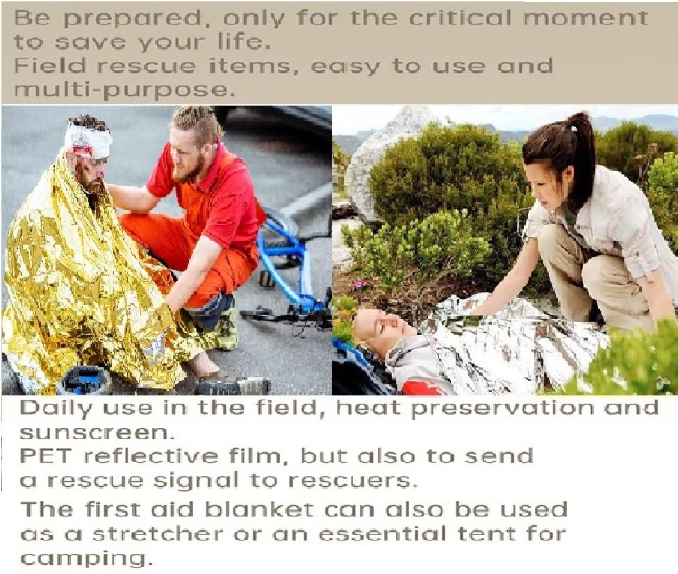 GALAXYLENSE Emergency Mylar Thermal Blanket for Survival First Aid Kits Army Outdoors Hiking Camping Bug Out Trauma Desert...