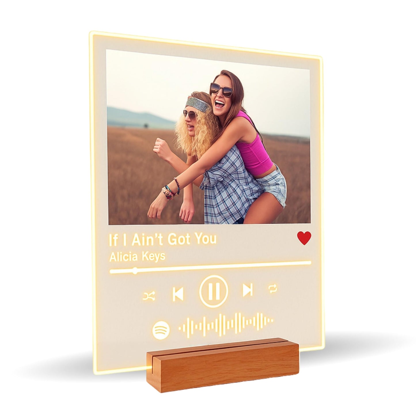 SAME DAY SHIP Custom Song Plaque with Wooden, Acrylic, Led Light Stand - Acrylic Plaque Couple Gift with Code and Text, Last minute gift, Couples Gift, Gifts for Wife Husband Valentines day gifts